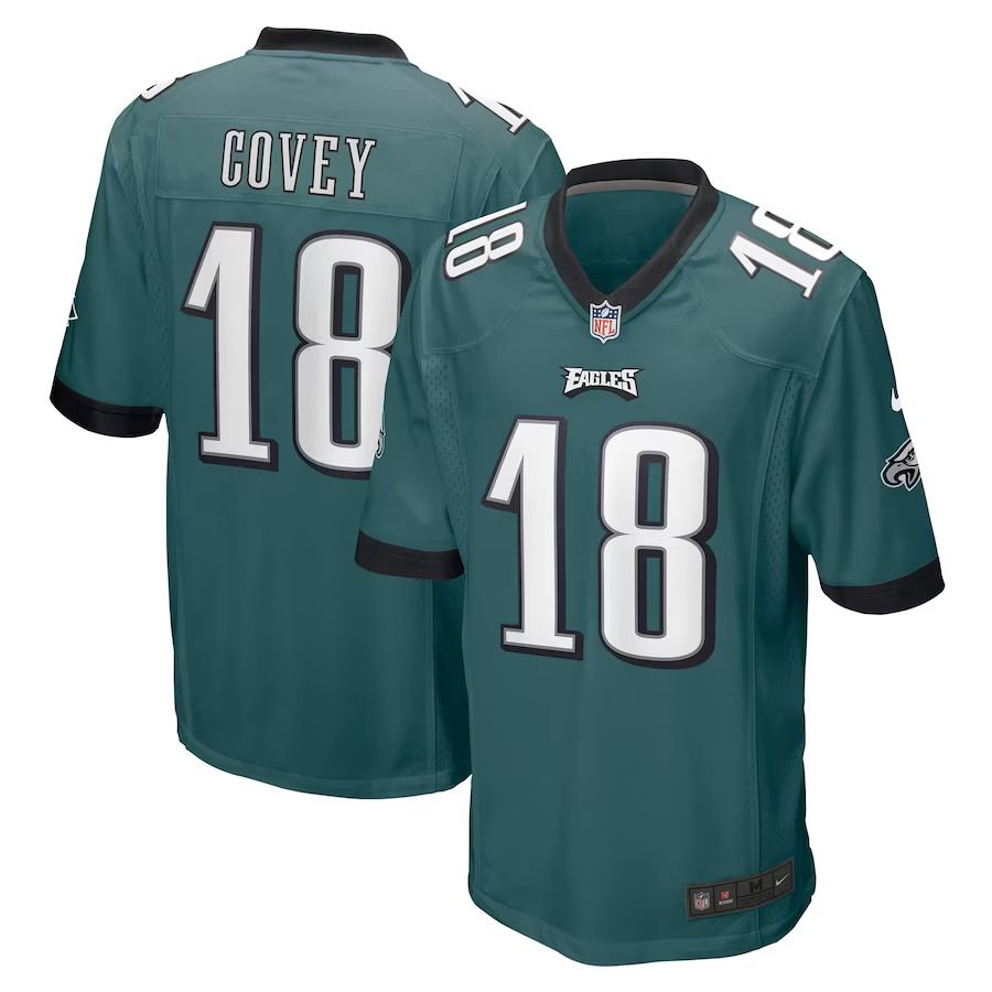 Men Philadelphia Eagles 18 Britain Covey Nike Midnight Green Home Game Player NFL Jersey